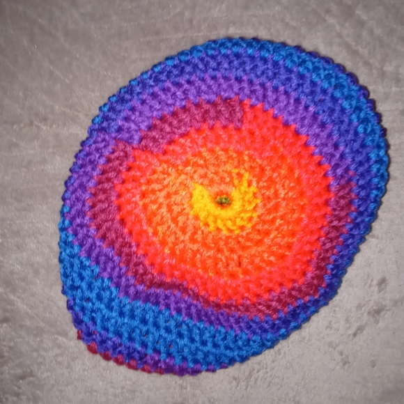 NEW Unisex Rainbow Hand Crocheted Beanie Hat - Picture 2 of 7